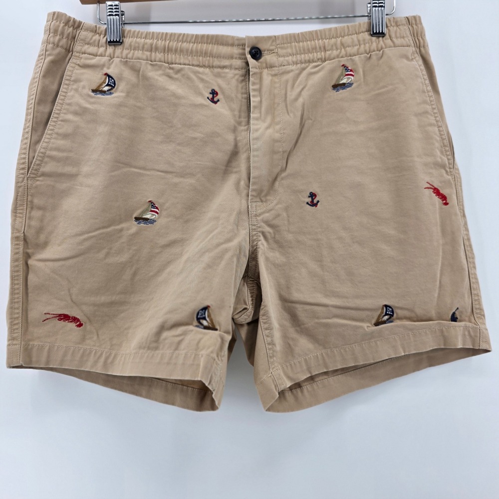 Polo Ralph Lauren Mens Khaki Nautical Embroidered Stretch Classic Fit Shorts L